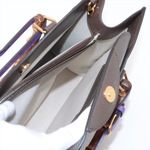Gucci x Adidas Bamboo Diana Canvas & Leather 2 Way Handbag Beige×Brown 678842 - Picture 8 of 16